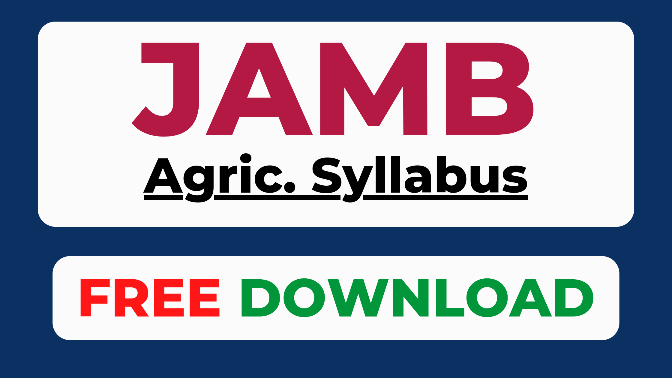 JAMB syllabus for Agriculture PDF download
