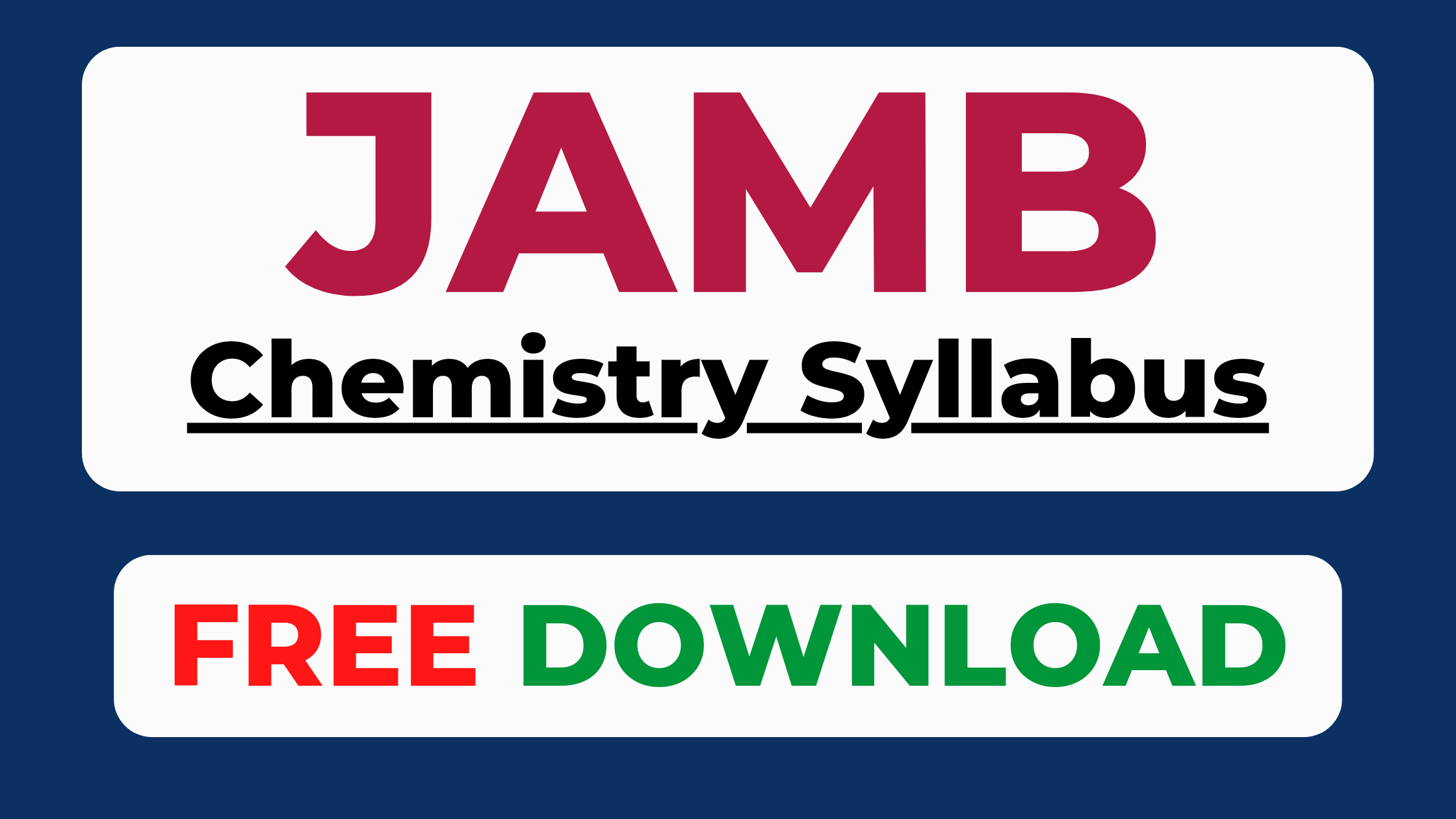 JAMB syllabus for Chemistry PDF download