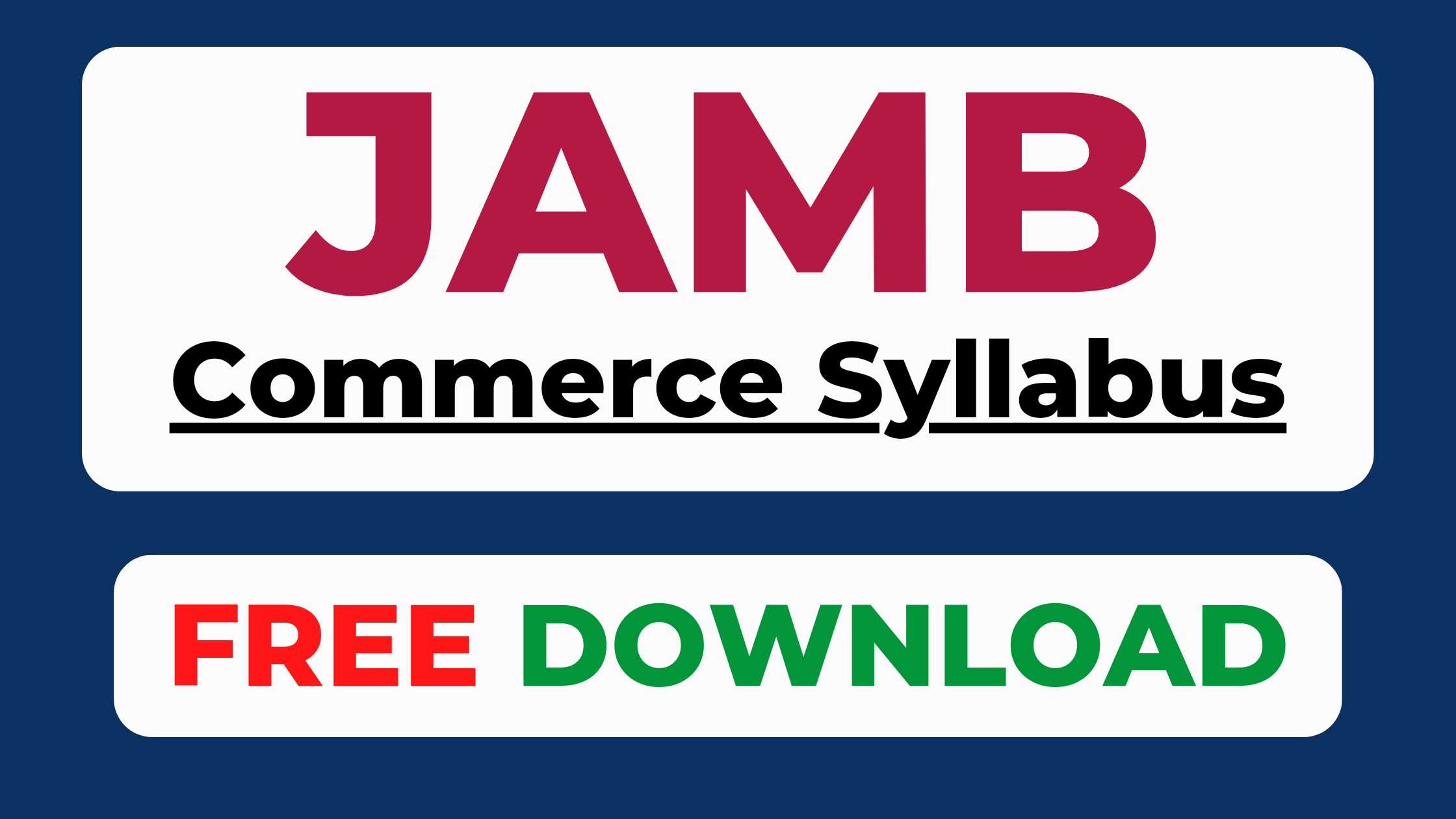 JAMB syllabus for Commerce PDF download