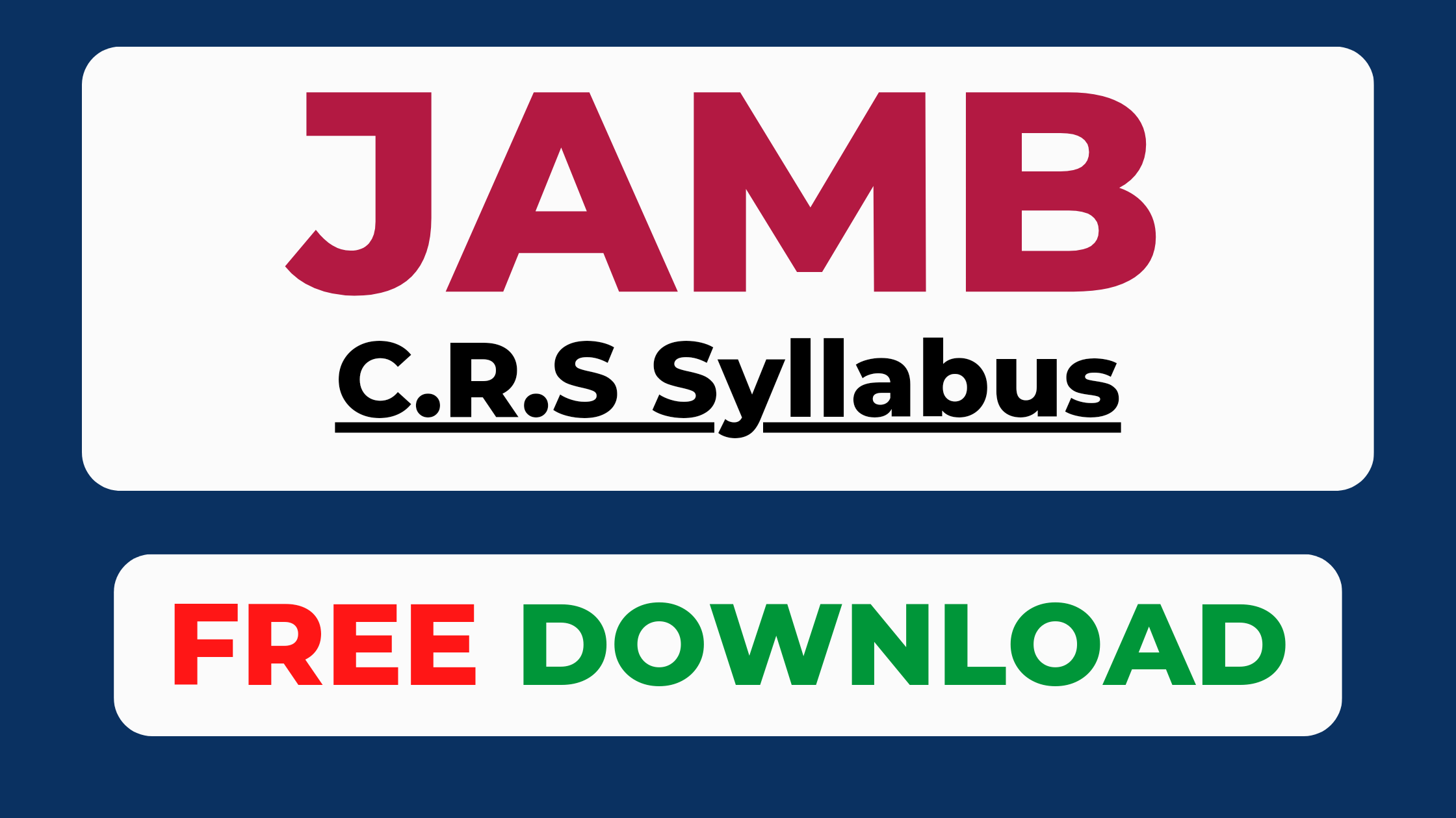 JAMB syllabus for CRS PDF download