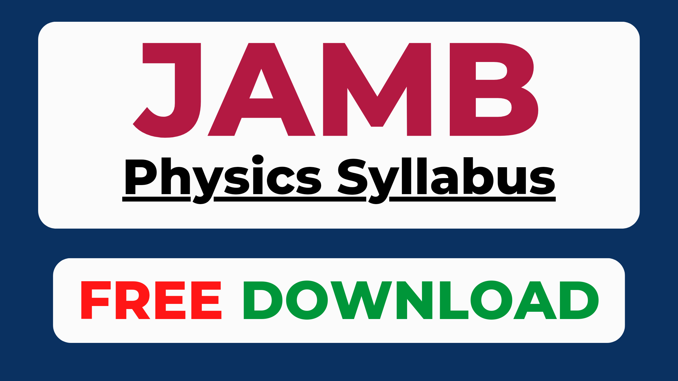 JAMB syllabus for Physics PDF download